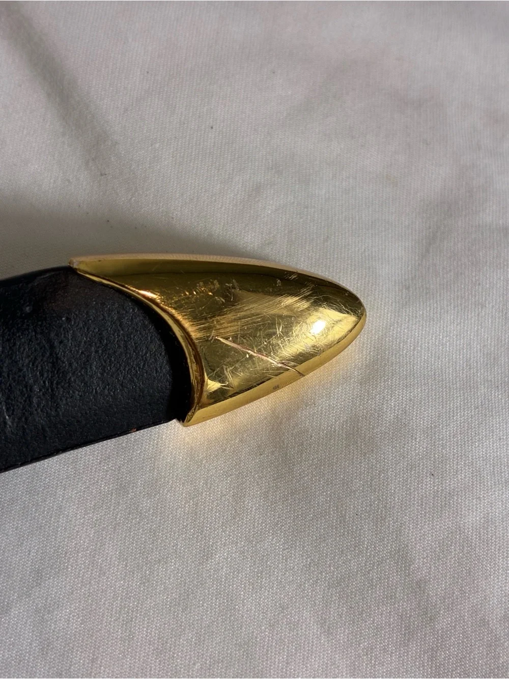 Womens belt 41” long Classic Black Faux Leather with Gold Buckle
